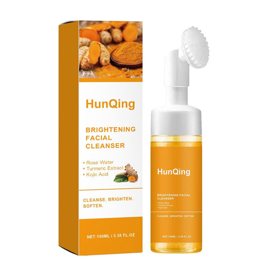 Glow Wash Turmeric Face Wash with Brush,Deep Cleansing Exfoliating Foaming Facial Cleanser.
